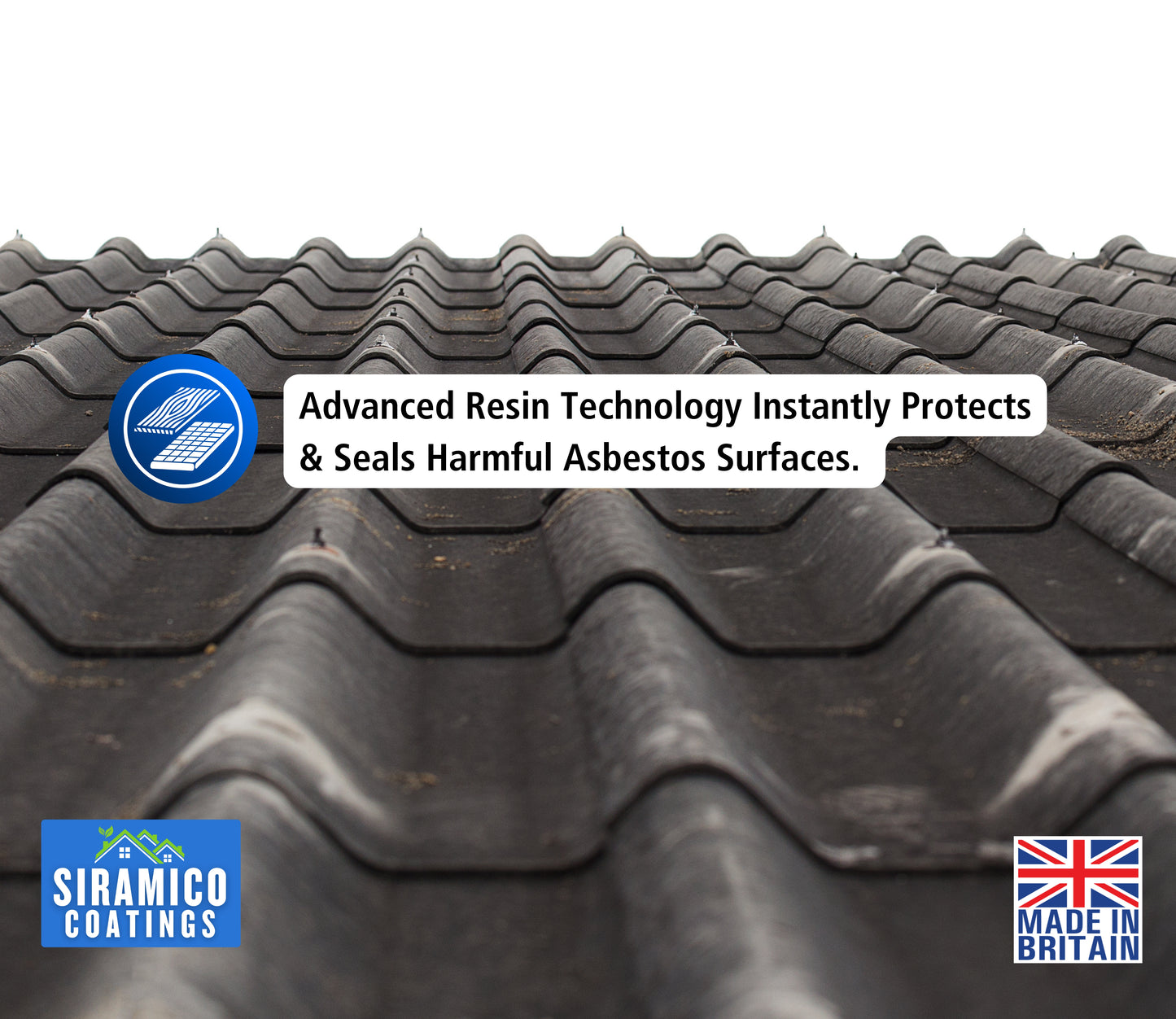 Siramico - Asbestos Guard™ | Sealant Paint & Coating - Full Protection for Cladding, Gutters and Roofs | 1 Litre or 5 Litres - Clear, Grey or Black