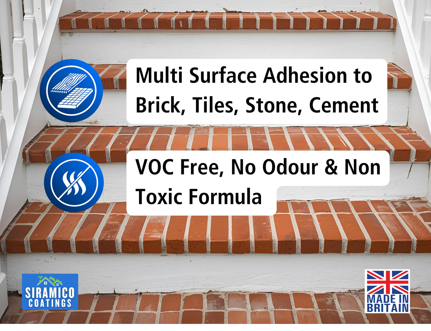 Brick & Tile Paint | Black | 1 Litre, 2.5 Litres or 5 Litres | Siramico Coatings