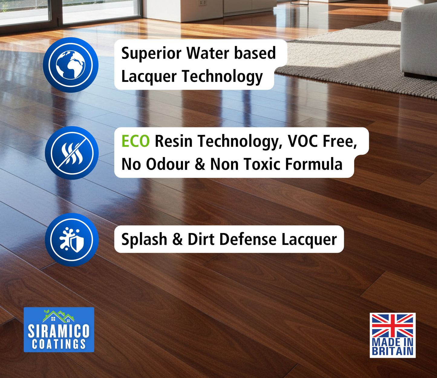 Aqua Lacquer | 5 Litres - Clear Gloss or Satin | Siramico Coatings