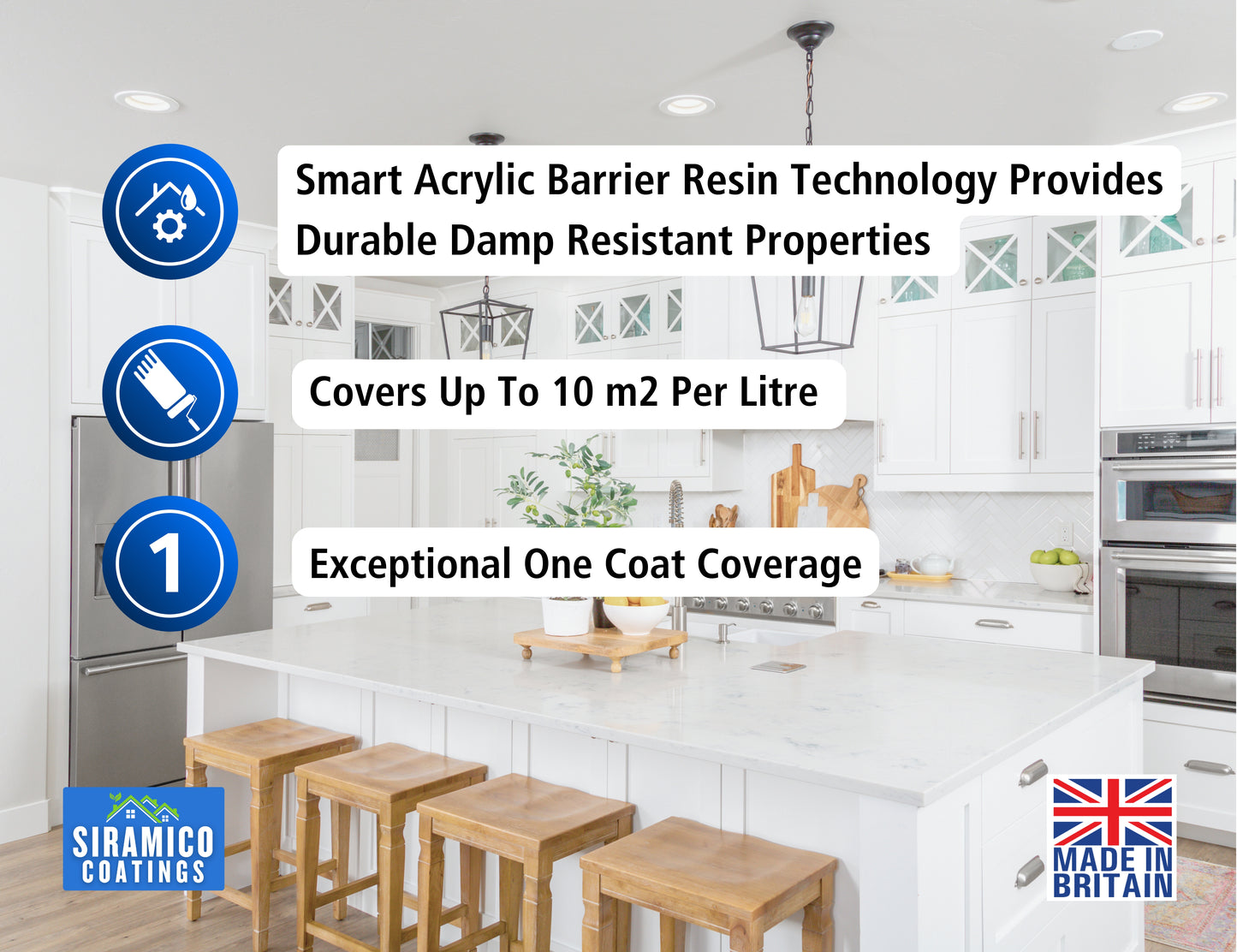 Damp Seal One Coat | 1, 2.5 & 5 Litres - Matt White | Siramico Coatings