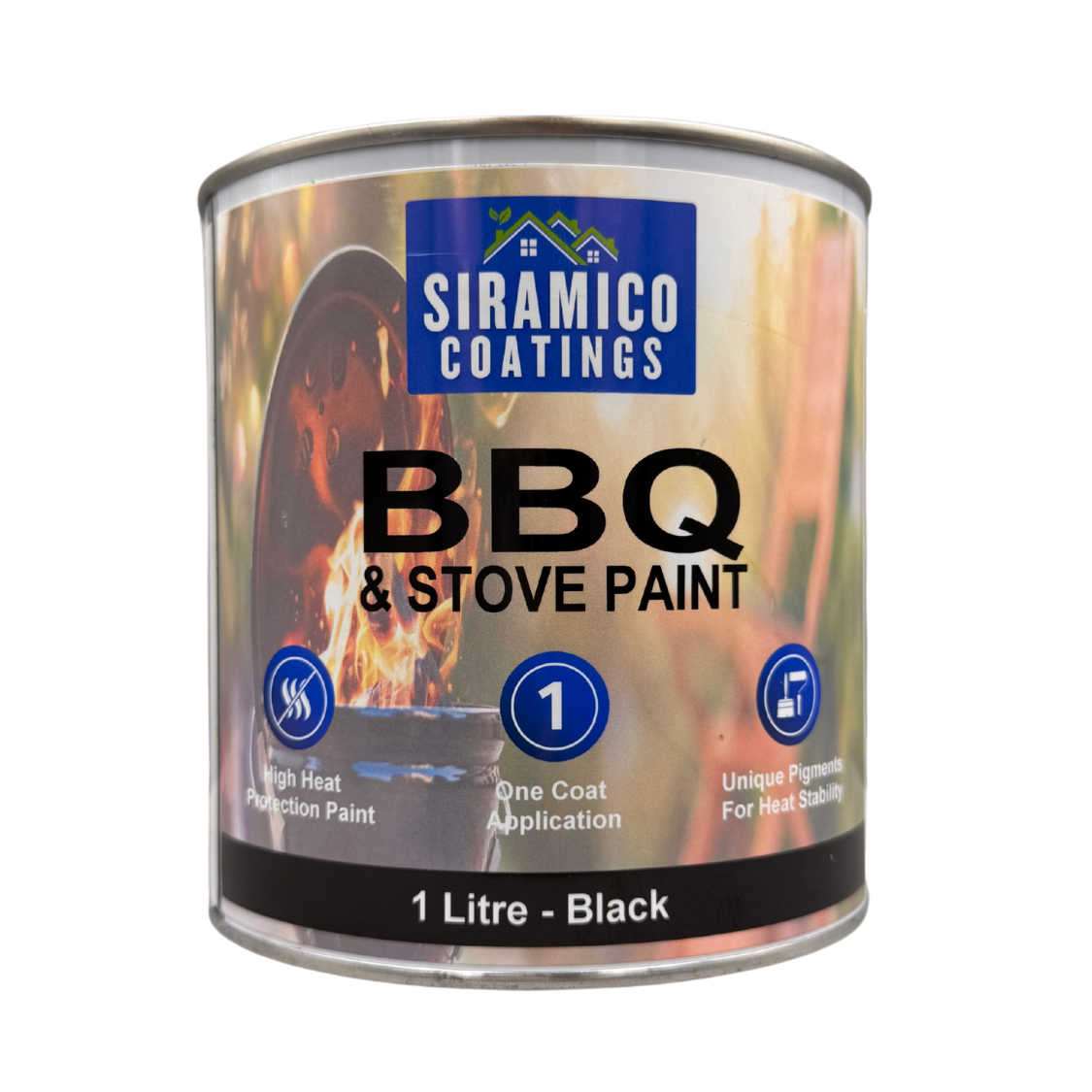 BBQ & Stove High Temperature up to 1000°C Paint | 500ml or 1 Litre Black, White or Red - Matt | Siramico Coatings