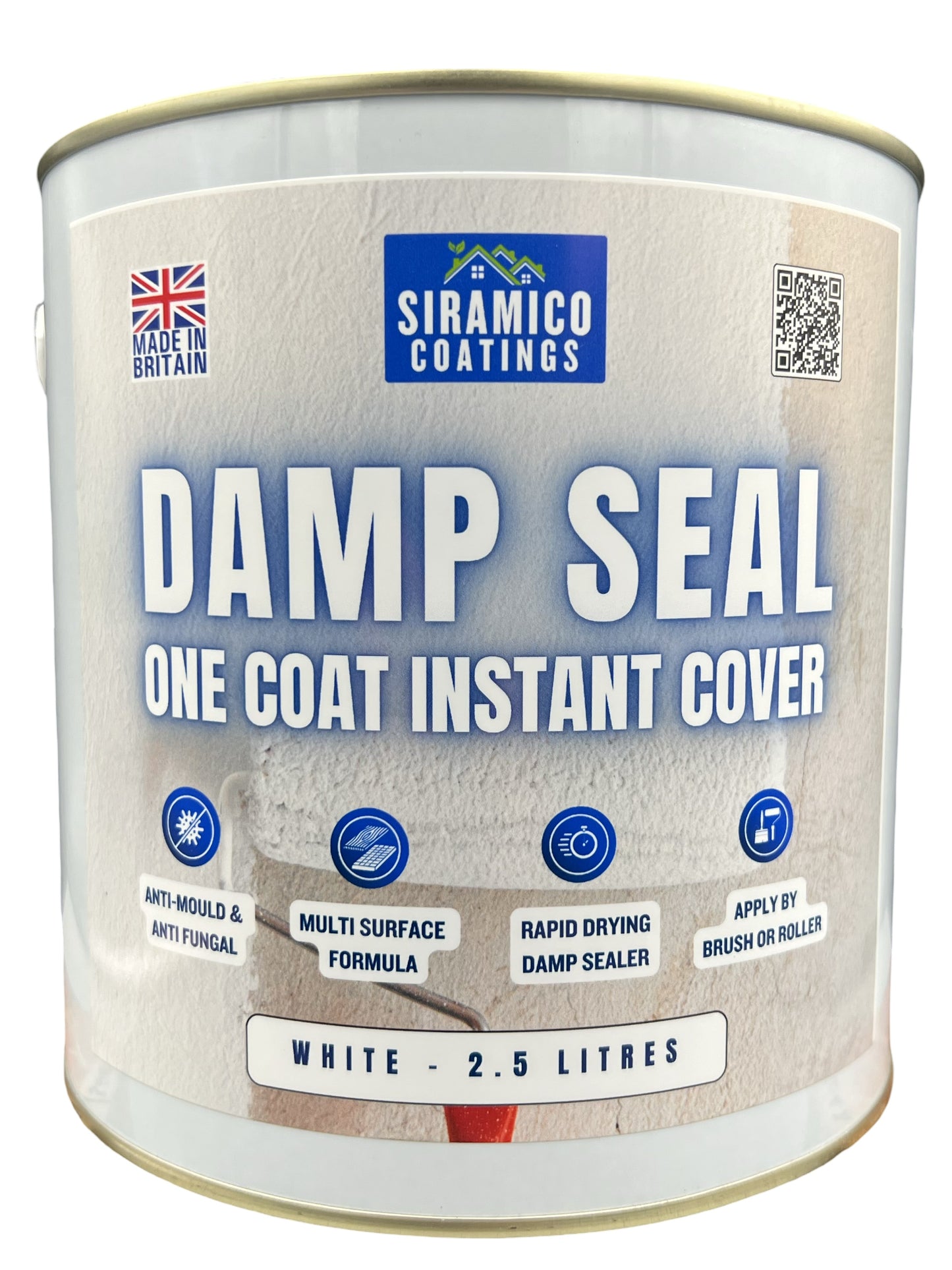 Damp Seal One Coat | 1, 2.5 & 5 Litres - Matt White | Siramico Coatings
