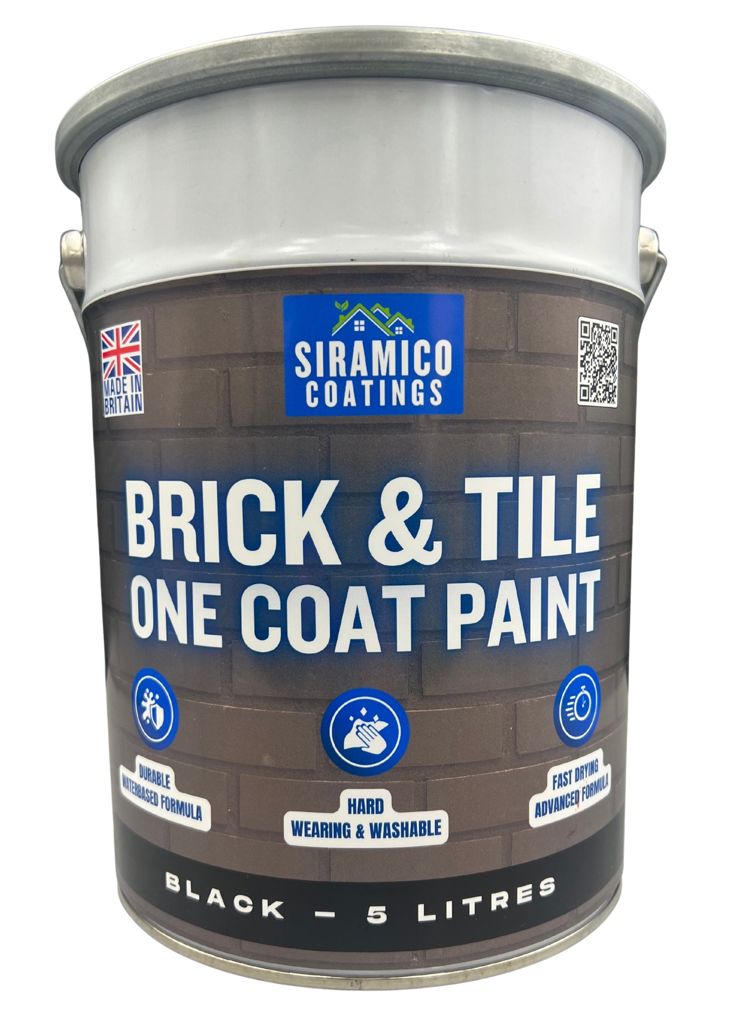 Brick & Tile Paint | Black | 1 Litre, 2.5 Litres or 5 Litres | Siramico Coatings