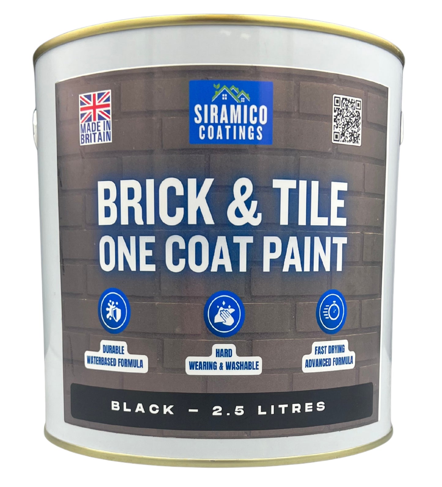 Brick & Tile Paint | Black | 1 Litre, 2.5 Litres or 5 Litres | Siramico Coatings