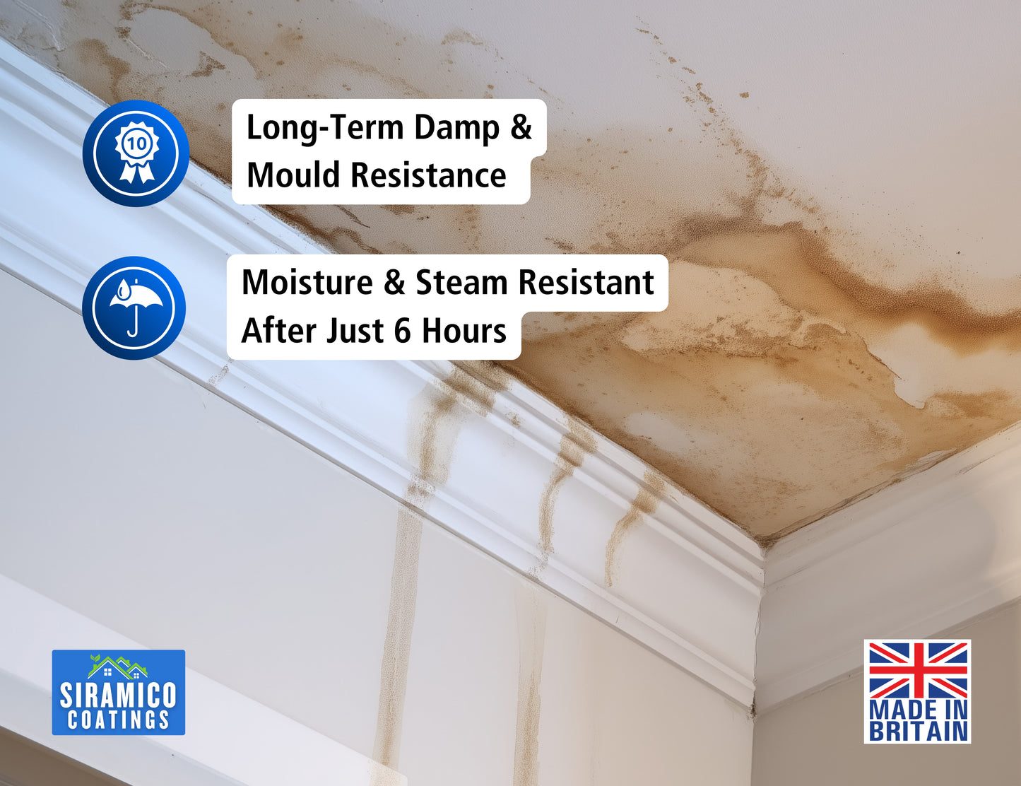 Damp Seal One Coat | 1, 2.5 & 5 Litres - Matt White | Siramico Coatings