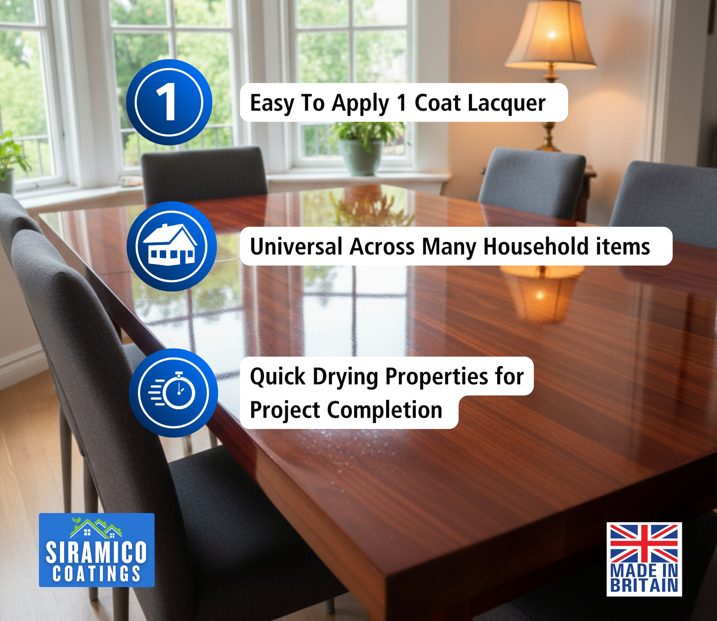 Aqua Lacquer | 1 Litre - Clear Gloss & Satin | Siramico Coatings
