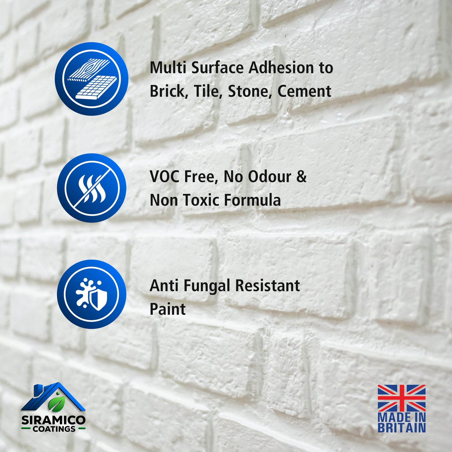 Brick & Tile Paint | Black | 1 Litre, 2.5 Litres or 5 Litres | Siramico Coatings