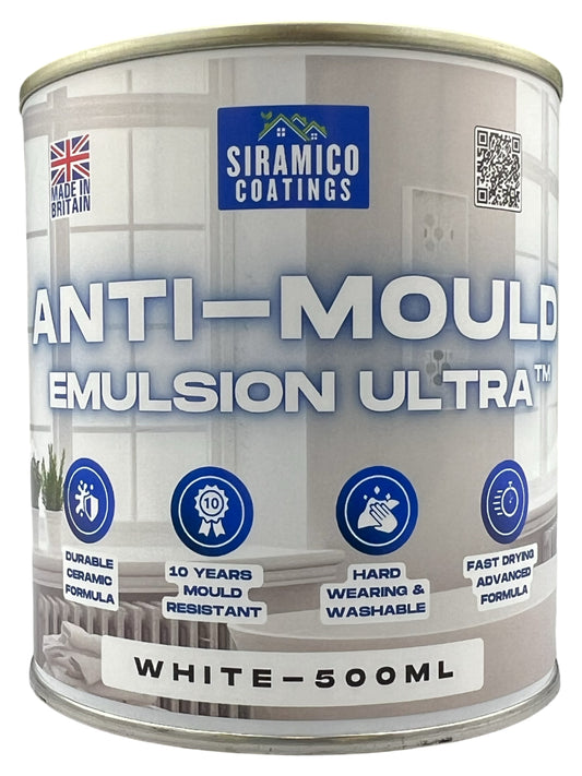 Anti-Mould Emulsion Ultra™ White Paint | 500ml 1 Litre 2.5 Litre or 5 Litre | Siramico Coatings