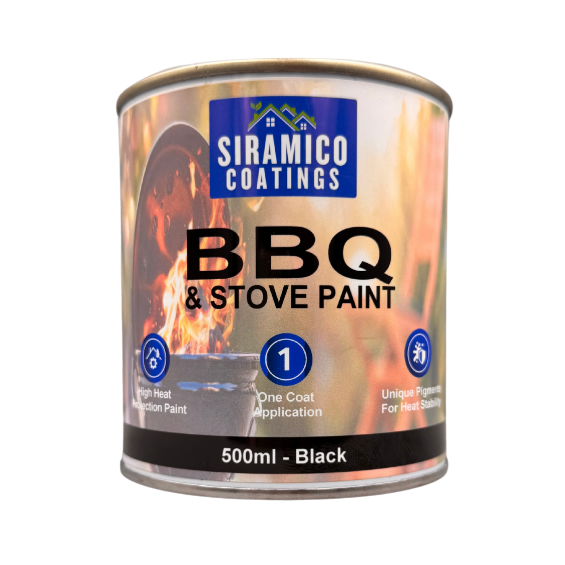 BBQ & Stove High Temperature up to 1000°C Paint | 500ml or 1 Litre Black, White or Red - Matt | Siramico Coatings
