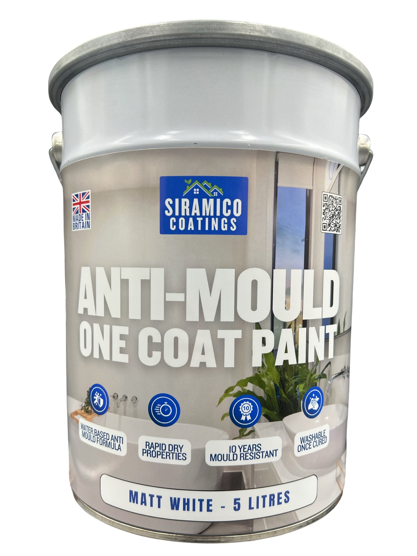 Anti Mould Paint | 1 & 5 Litres - Matt White | Siramico Coatings