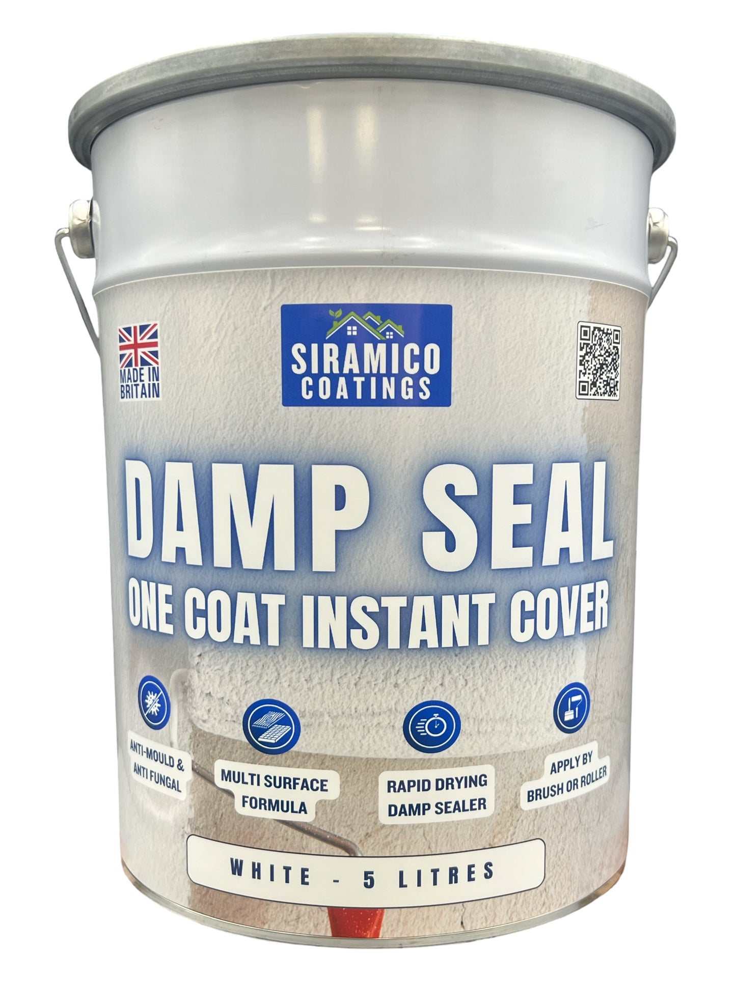 Damp Seal One Coat | 1, 2.5 & 5 Litres - Matt White | Siramico Coatings