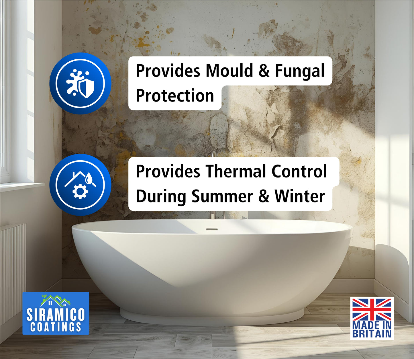 Thermal Insulation Coating for Walls, Cladding and Containers - White Matt Finish