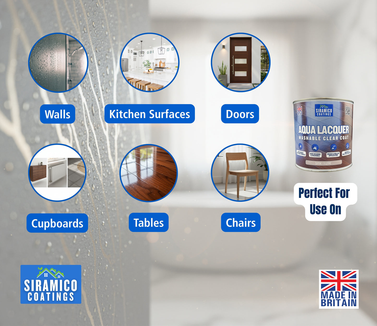 Aqua Lacquer | 1 Litre - Clear Gloss & Satin | Siramico Coatings