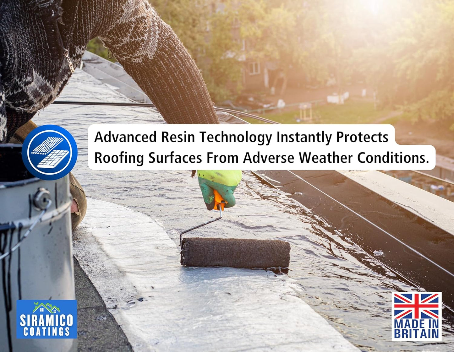 Siramico Liquid Rubber Roof Coating | 5 Litres | Instant Leak Seal Technology I Quick Drying, One Coat Waterproofing Sealant | Black, Grey & Clear