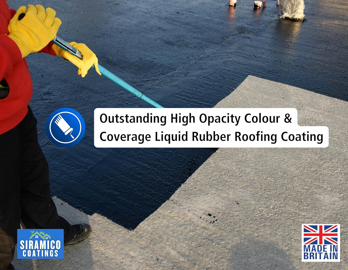 Siramico Liquid Rubber Roof Coating | 5 Litres | Instant Leak Seal Technology I Quick Drying, One Coat Waterproofing Sealant | Black, Grey & Clear