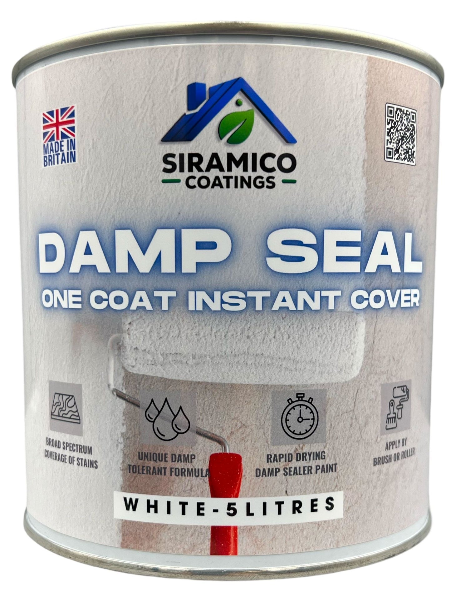 Damp Seal One Coat | 1, 2.5 & 5 Litres - Matt White | Siramico Coatings