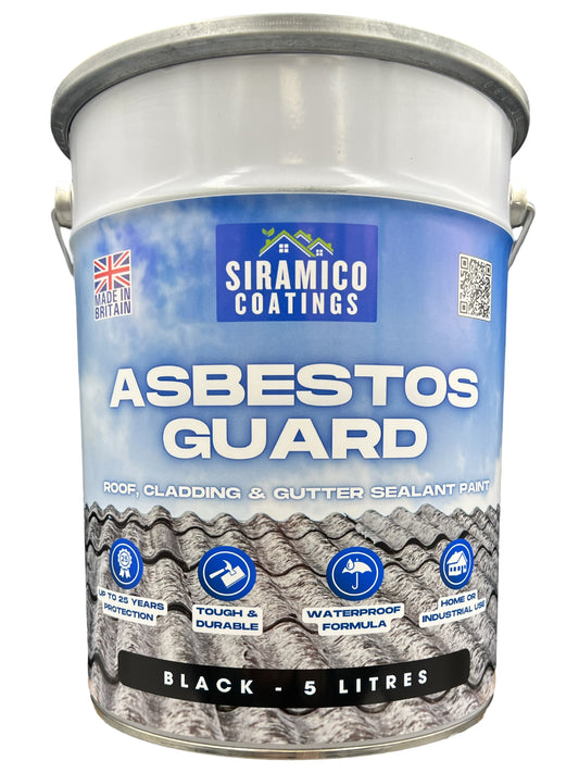 Siramico - Asbestos Guard™ | Sealant Paint & Coating - Full Protection for Cladding, Gutters and Roofs | 1 Litre or 5 Litres - Clear, Grey or Black