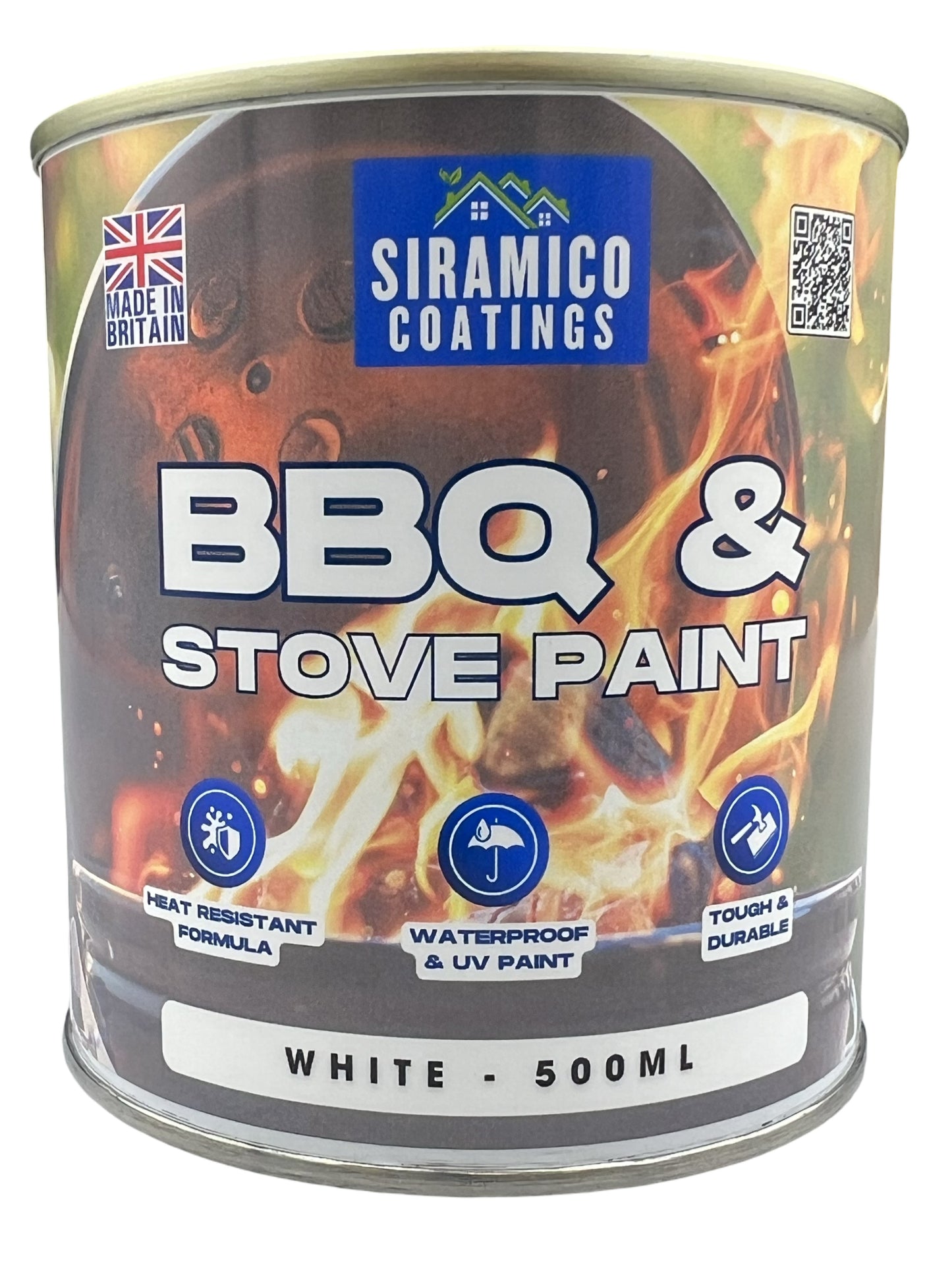 BBQ & Stove High Temperature up to 1000°C Paint | 500ml or 1 Litre  Black, White or Red - Matt | Siramico Coatings