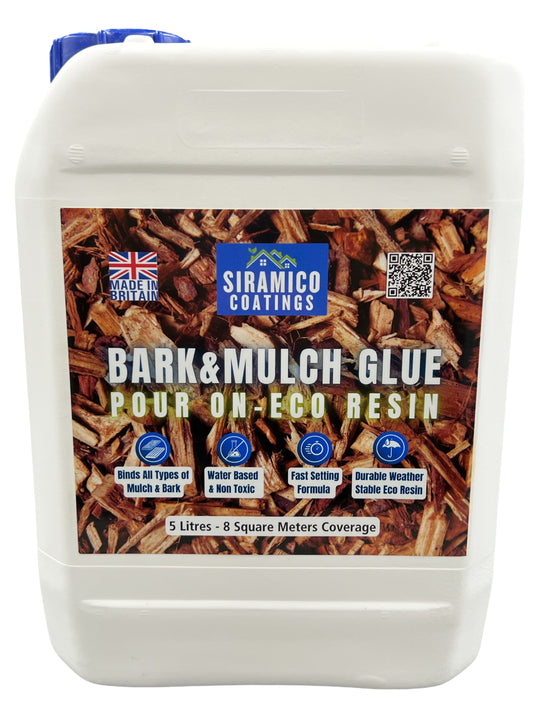 Bark & Mulch Glue ECO-Resin™ Holder Binder | 5 litres | Waterbased Binder for Bark & Mulch on Borders, Patios & Garden Paths. Non Toxic & Pet Friendly