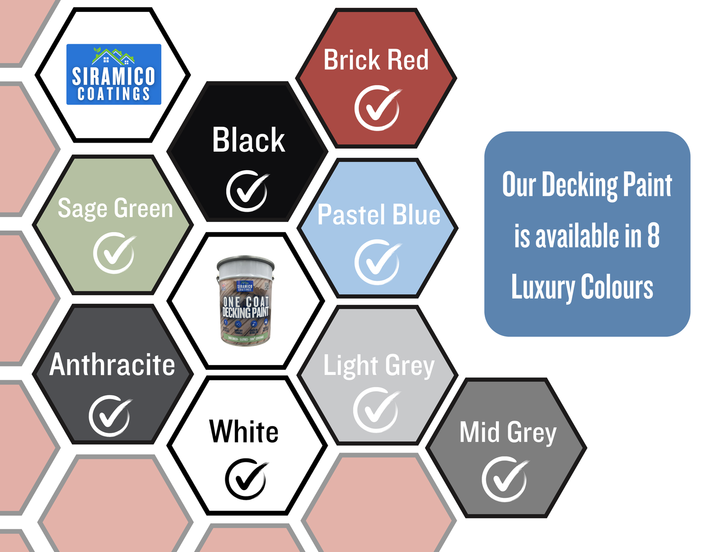One Coat Anti-Slip Premium Decking Paint & Sealer | 30m² - 5 Litres | Mould & UV Resistant Formula | Cool White - Light Grey - Mid Grey - Dark Grey - Sage Green - Black - Brick Red