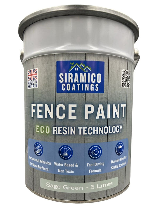 One Coat Premium Fence Paint | 5 Litres | ECO-Resin™ Technology | 6 Luxury Colours | Goose Grey | Sage Green | Anthracite Grey | Pastel Blue | Deep Black | Ice White