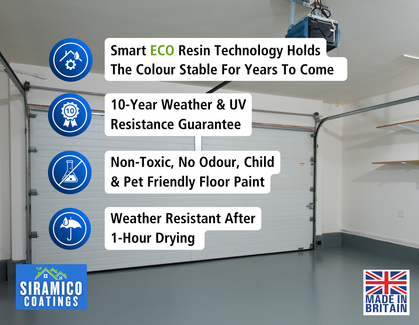 One Coat Anti-Slip Floor Paint | 1 Litre I Waterbased, Quick Drying Formula | Black - Dark Grey - Mid Grey - Light Grey - White