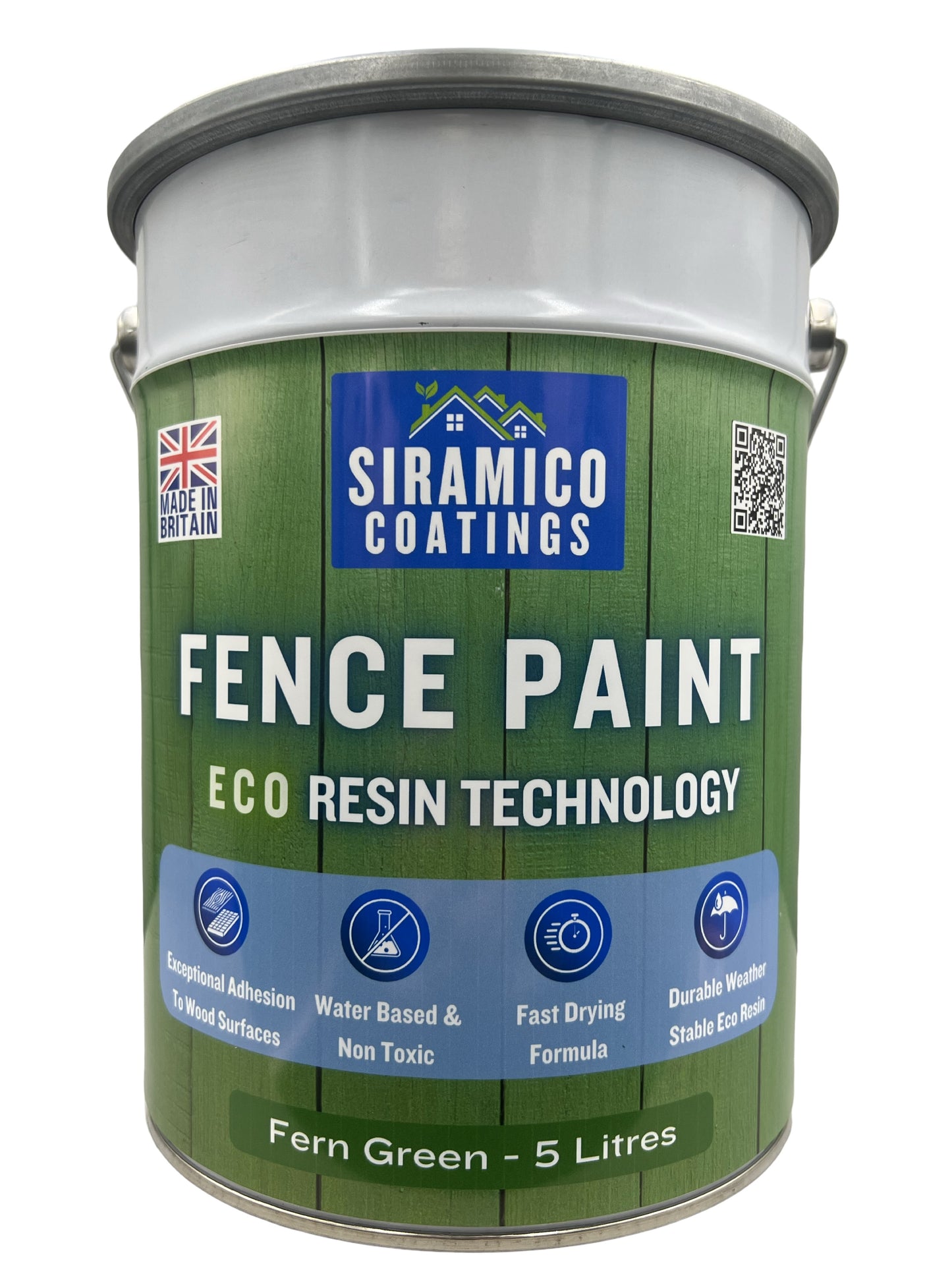 One Coat Premium Fence Paint | 5 Litres | ECO-Resin™ Technology | 6 Luxury Colours | Goose Grey | Sage Green | Anthracite Grey | Pastel Blue | Deep Black | Ice White