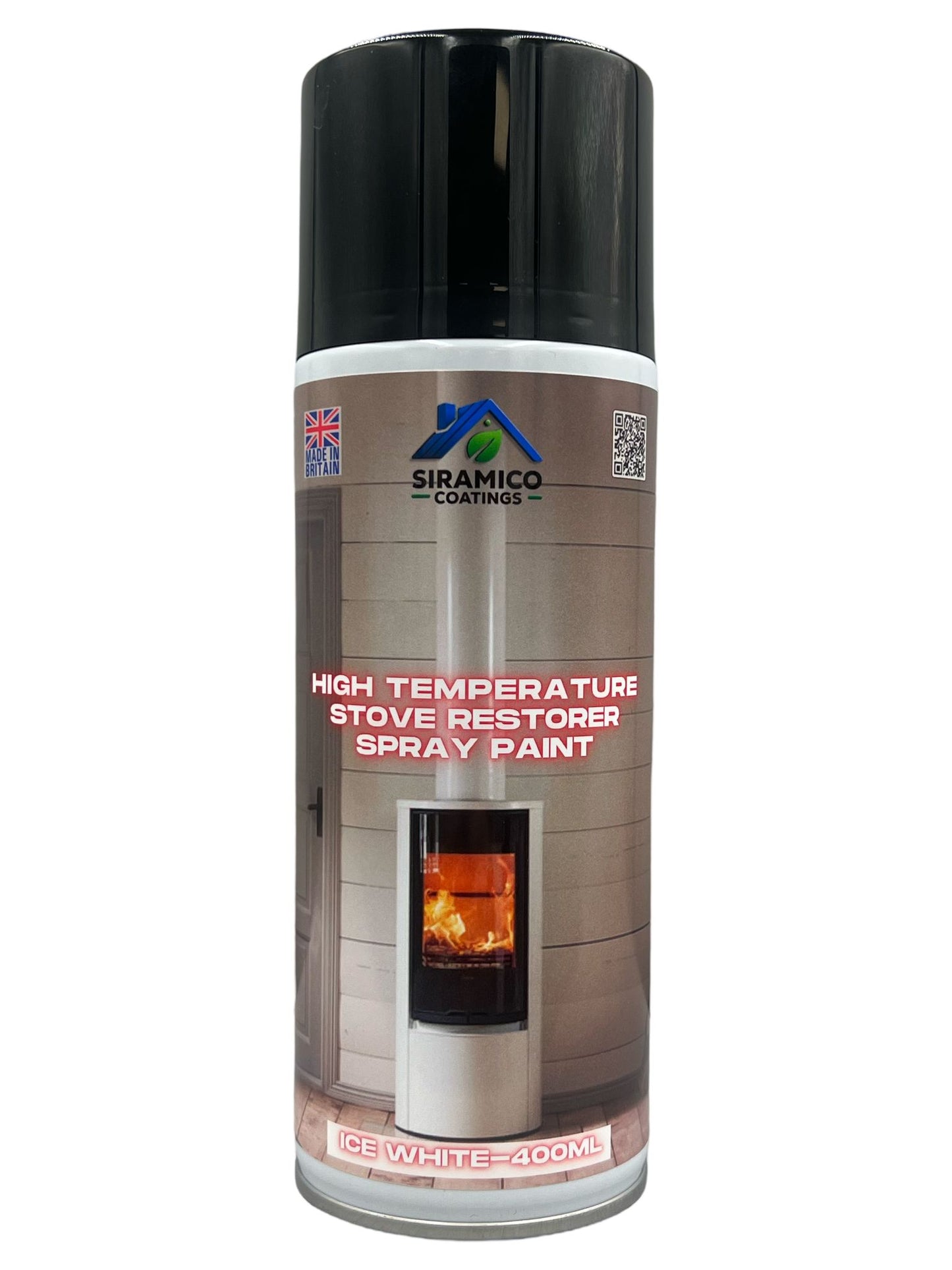 Stove, Chiminea, Smoker & BBQ Spray Paint Restorer | High Temperature Paint Formula up to 1000°C | Deep Black, Ice White or Flame Red | 400ml
