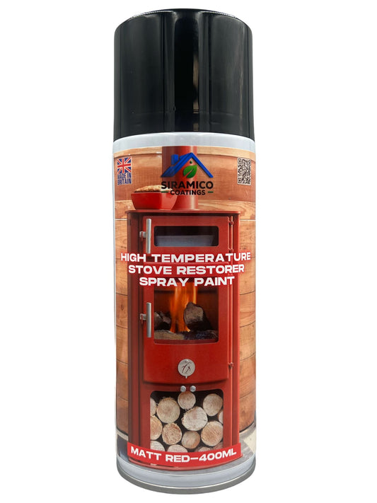 Stove, Chiminea, Smoker & BBQ Spray Paint Restorer | High Temperature Paint Formula up to 1000°C | Deep Black, Ice White or Flame Red | 400ml