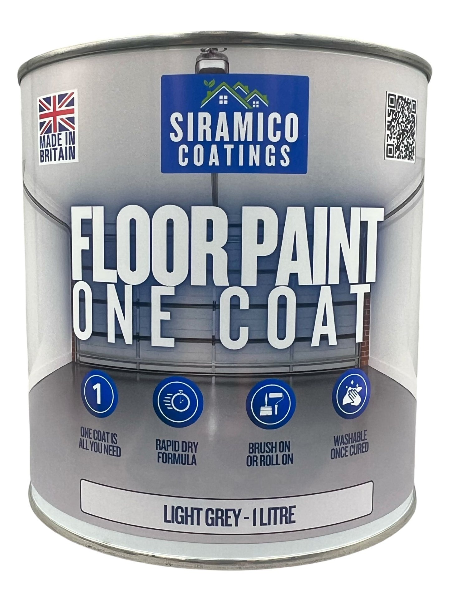 One Coat Anti-Slip Floor Paint | 1 Litre I Waterbased, Quick Drying Formula | Black - Dark Grey - Mid Grey - Light Grey - White