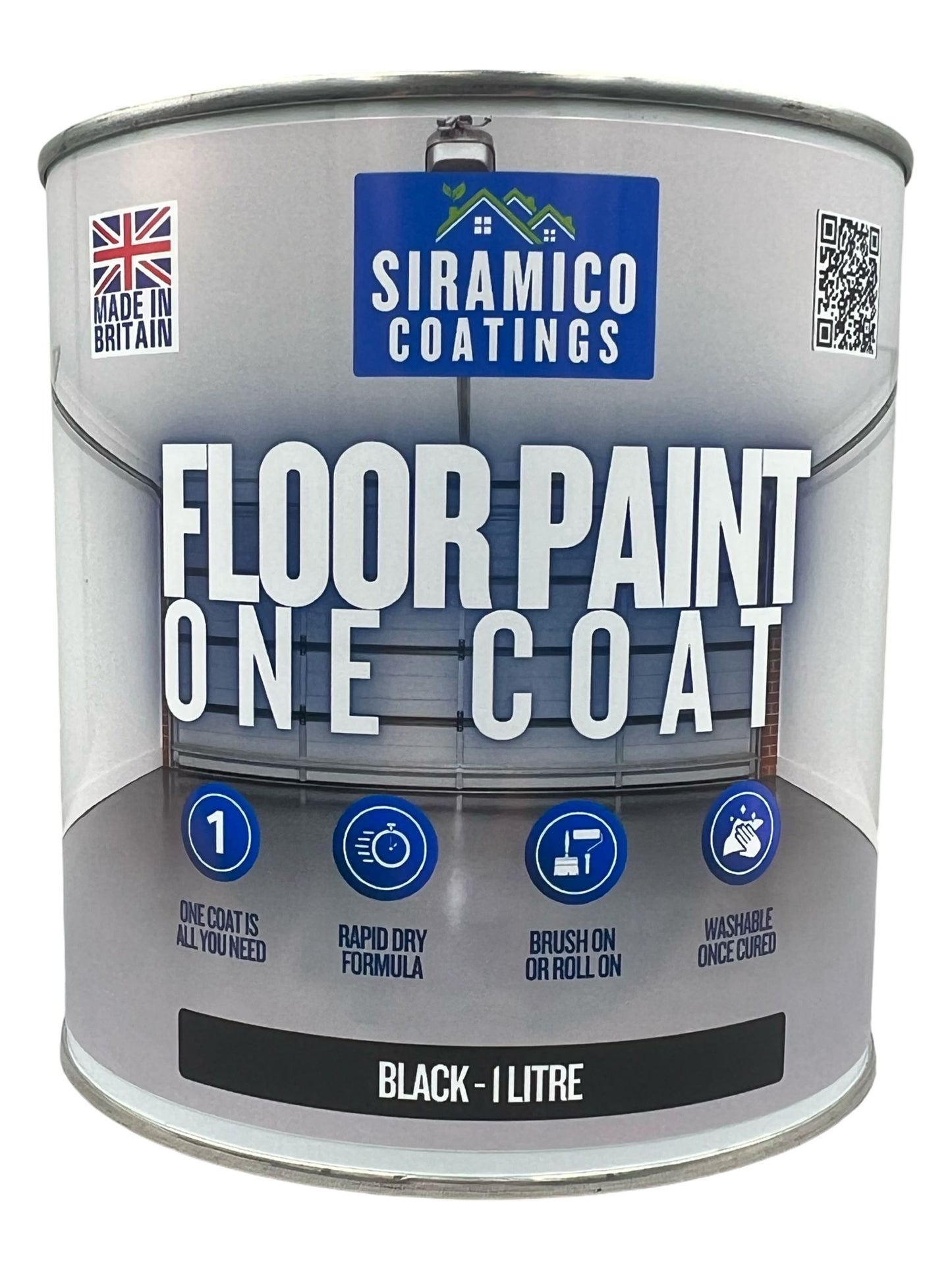 One Coat Anti-Slip Floor Paint | 1 Litre I Waterbased, Quick Drying Formula | Black - Dark Grey - Mid Grey - Light Grey - White