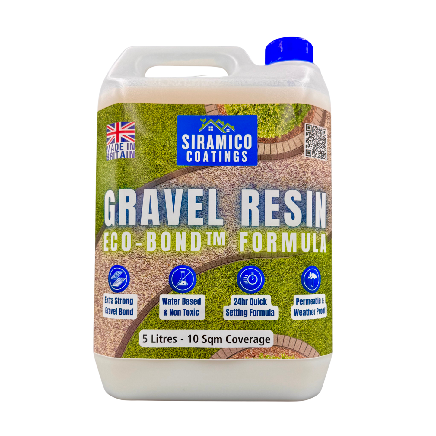 GRAVEL RESIN ECO-Bond™ | 5 litres | Premium Glue Binder Holder for Gravel, Stone, Bark, Rubber & Mulch for Landscaping Borders, Patios & Garden Paths. Non Toxic & Pet Friendly