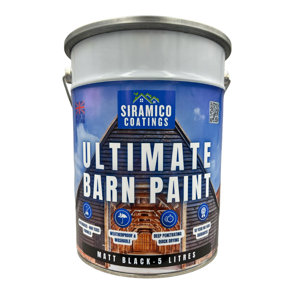 One Coat Ultimate Barn Acrylic Paint with Eco-Resin™ - Matt Black - 5 Litres - 10 Year Guarantee