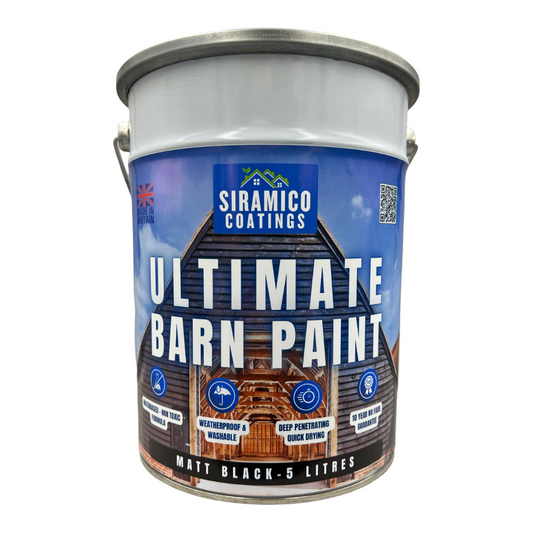One Coat Ultimate Barn Acrylic Paint with Eco-Resin™ - Matt Black - 5 Litres - 10 Year Guarantee
