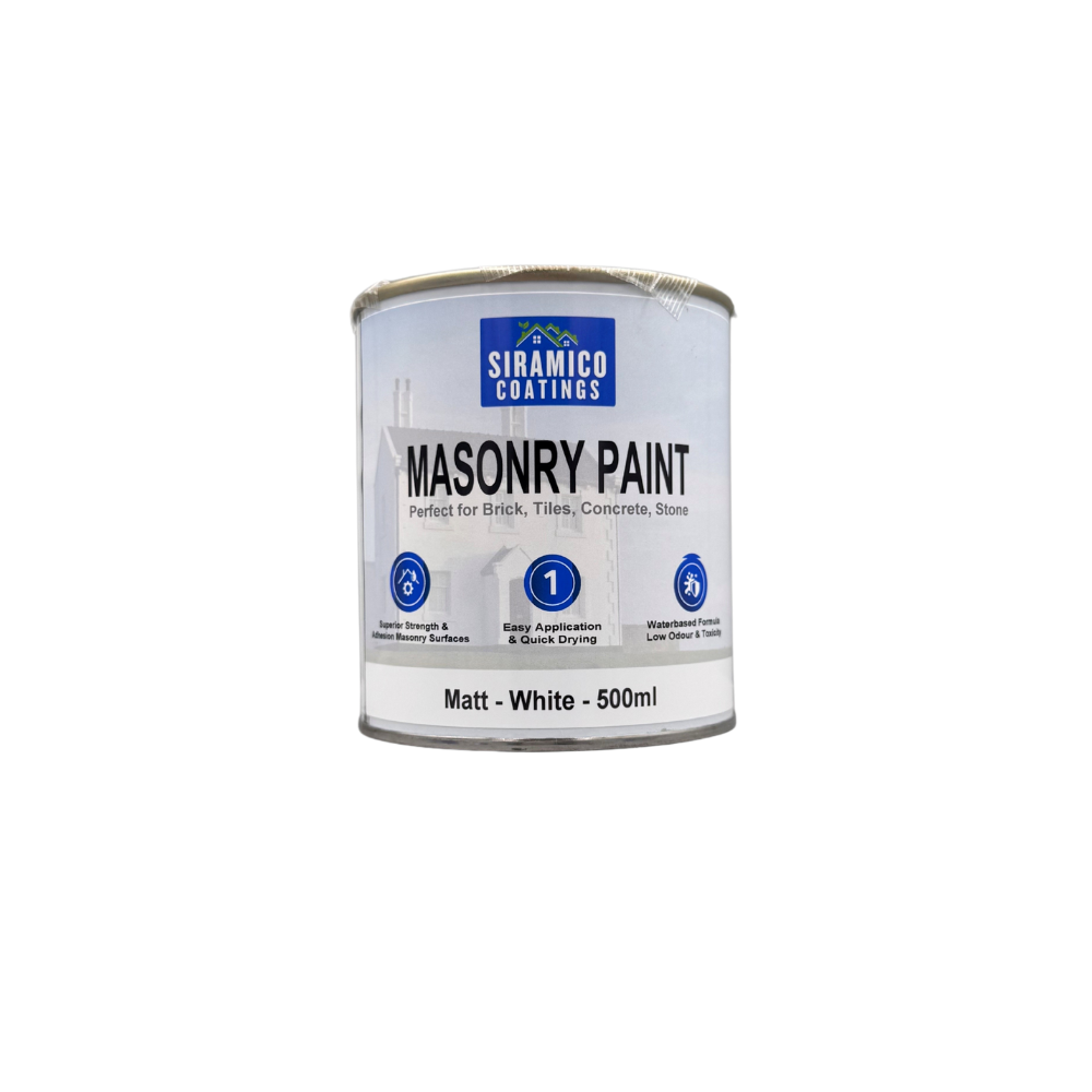 One Coat Masonry Paint | 500ml or 5 Litres - Matt | White - Red - Black - Mid Grey - Dark Grey