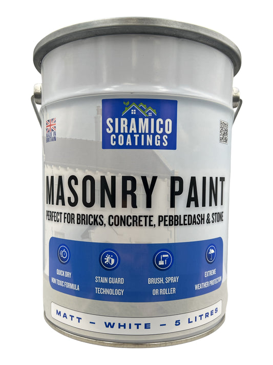 One Coat All in One Masonry Paint with Primer & Sealer | 500ml or 5 Litres - Matt | White - Red - Black - Mid Grey - Dark Grey