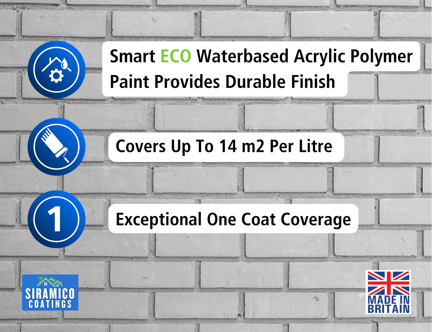 Brick & Tile Paint - Matt White - 1 Litre, 2.5 Litres or 5 Litres