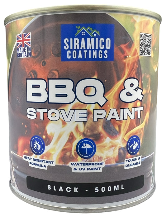 BBQ & Stove High Temperature up to 1000°C Paint | 500ml or 1 Litre  Black, White or Red - Matt | Siramico Coatings