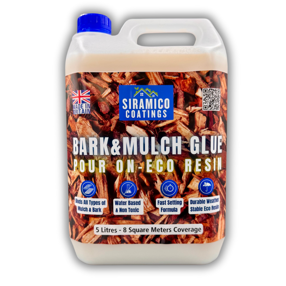 Bark & Mulch Glue ECO-Resin™ Holder Binder | 5 litres | Waterbased Binder for Bark & Mulch on Borders, Patios & Garden Paths. Non Toxic & Pet Friendly