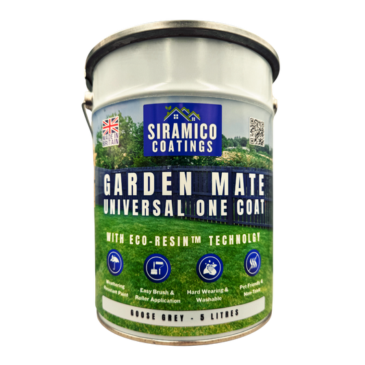Garden Mate - One Coat Universal Eco-Resin™ Garden Paint - 5 Litres - White - Goose Grey - Anthracite Grey - Deep Black - Brick Red