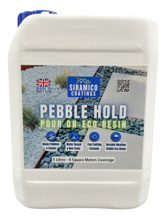 Pebble Hold Pour On ECO-Resin™ Glue Binder | 5 litres - 8m² | Waterbased Binder for Pebbles & Stones on Borders, Patios & Garden Paths. Non Toxic & Pet Friendly