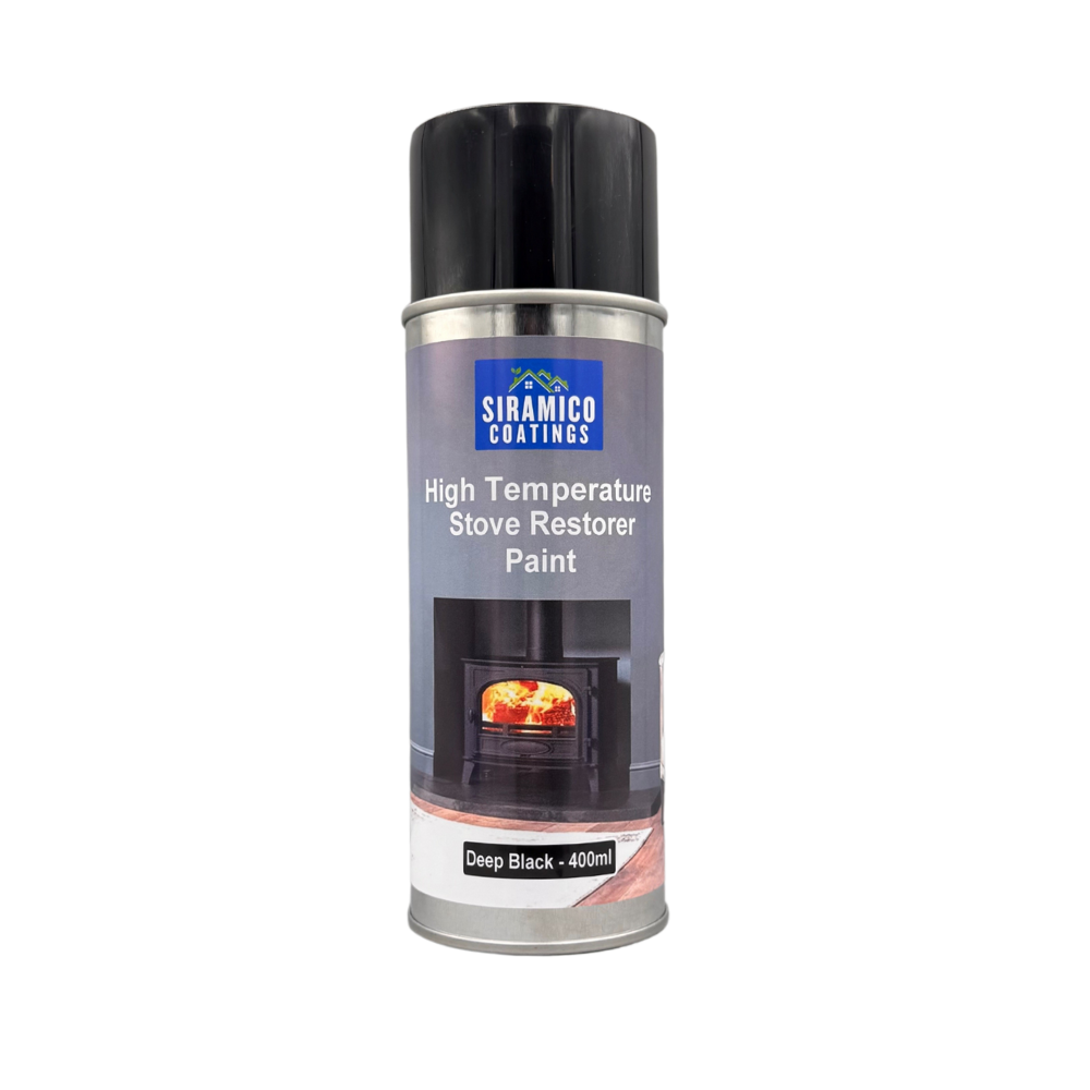 Stove, Chiminea, Smoker & BBQ Spray Paint Restorer | High Temperature Paint Formula up to 1000°C | Deep Black, Ice White or Flame Red | 400ml
