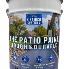 One Coat Anti-Slip Patio Paint for Concrete, Stone, Brick or Tile | 5 Litres | Premium One Coat Mould & UV Resistant Formula | White Grey Black Red