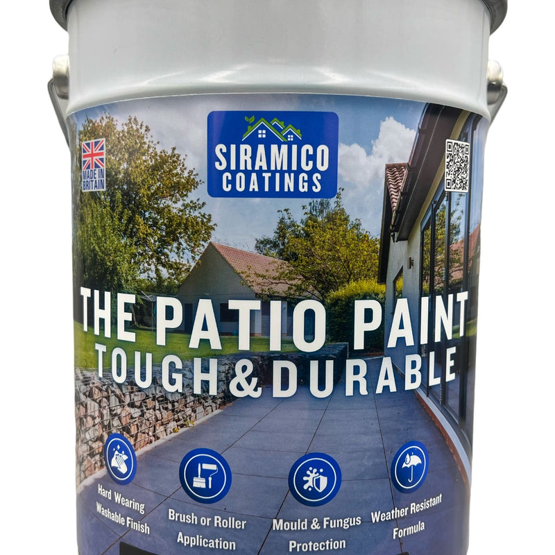 One Coat Anti-Slip Patio Paint for Concrete, Stone, Brick or Tile | 5 Litres | Premium One Coat Mould & UV Resistant Formula | White Grey Black Red