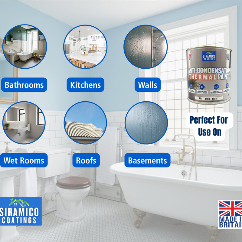 Anti Condensation Thermal Paint | 1 & 5 Litres - Matt White | British Made | Siramico Coatings