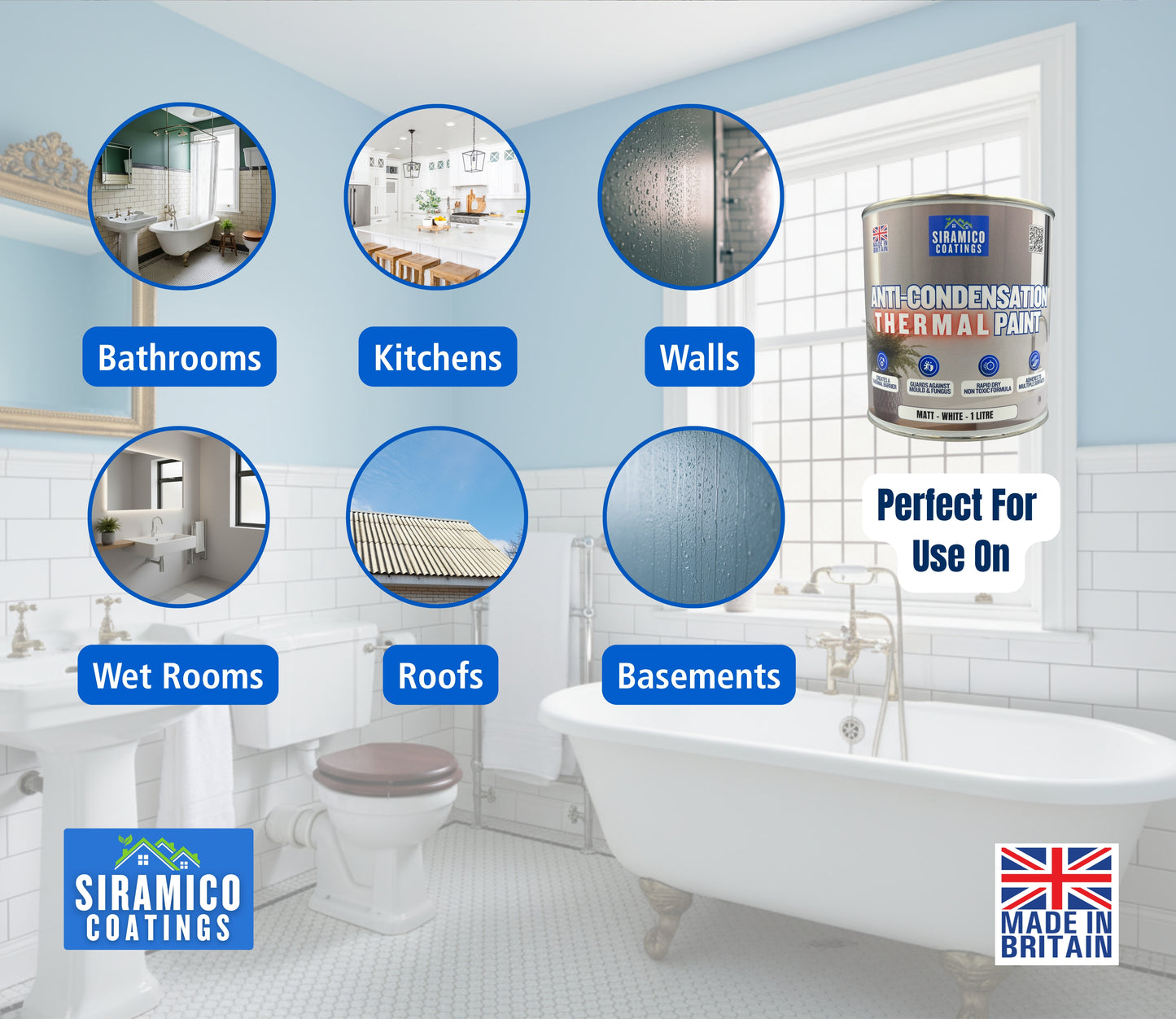 Anti Condensation Thermal Paint | 1 & 5 Litres - Matt White | British Made | Siramico Coatings