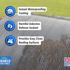 Siramico - Asbestos Guard™ | Sealant Paint & Coating - Full Protection for Cladding, Gutters and Roofs | 1 Litre or 5 Litres - Clear, Grey or Black