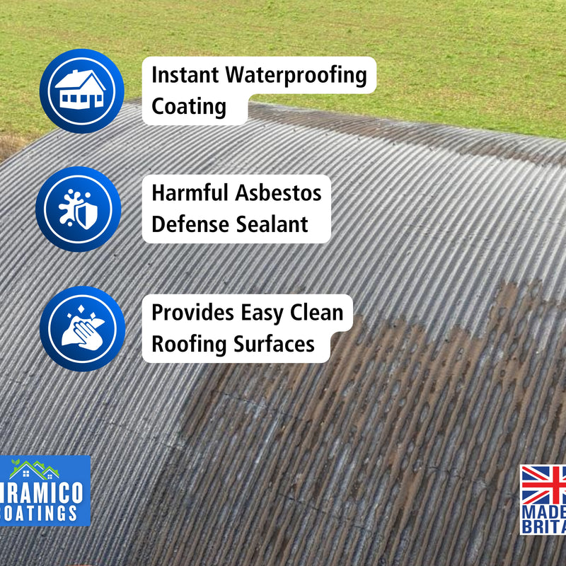 Siramico - Asbestos Guard™ | Sealant Paint & Coating - Full Protection for Cladding, Gutters and Roofs | 1 Litre or 5 Litres - Clear, Grey or Black