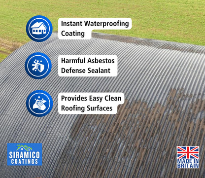 Siramico - Asbestos Guard™ | Sealant Paint & Coating - Full Protection for Cladding, Gutters and Roofs | 1 Litre or 5 Litres - Clear, Grey or Black