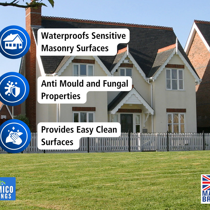 One Coat All in One Masonry Paint with Primer & Sealer | 500ml or 5 Litres - Matt | White - Red - Black - Mid Grey - Dark Grey